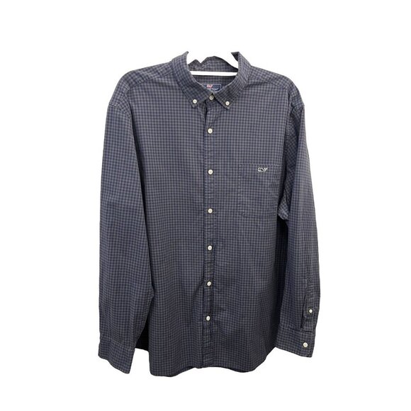 Vineyard Vines Plaid Button Up Shirt Men XXL Blue And Gray Classic Fit Tucker - Picture 1 of 8
